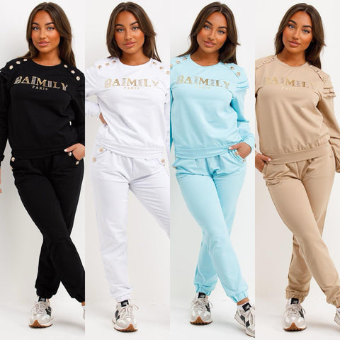 Balmain Button Shoulder Tracksuits