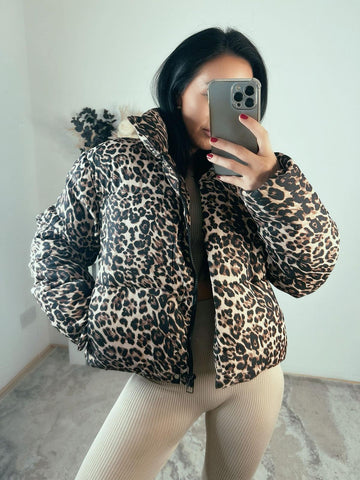 Leopard Bomber Padded Jacket