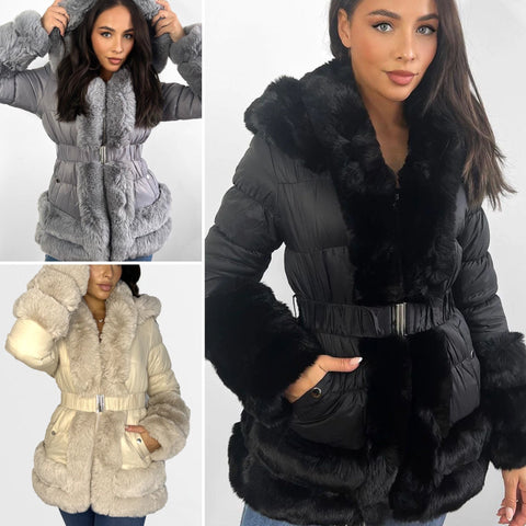 Montana Belted Faux Fur Coats