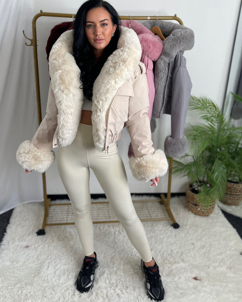 Beige Molly Faux Fur Jackets