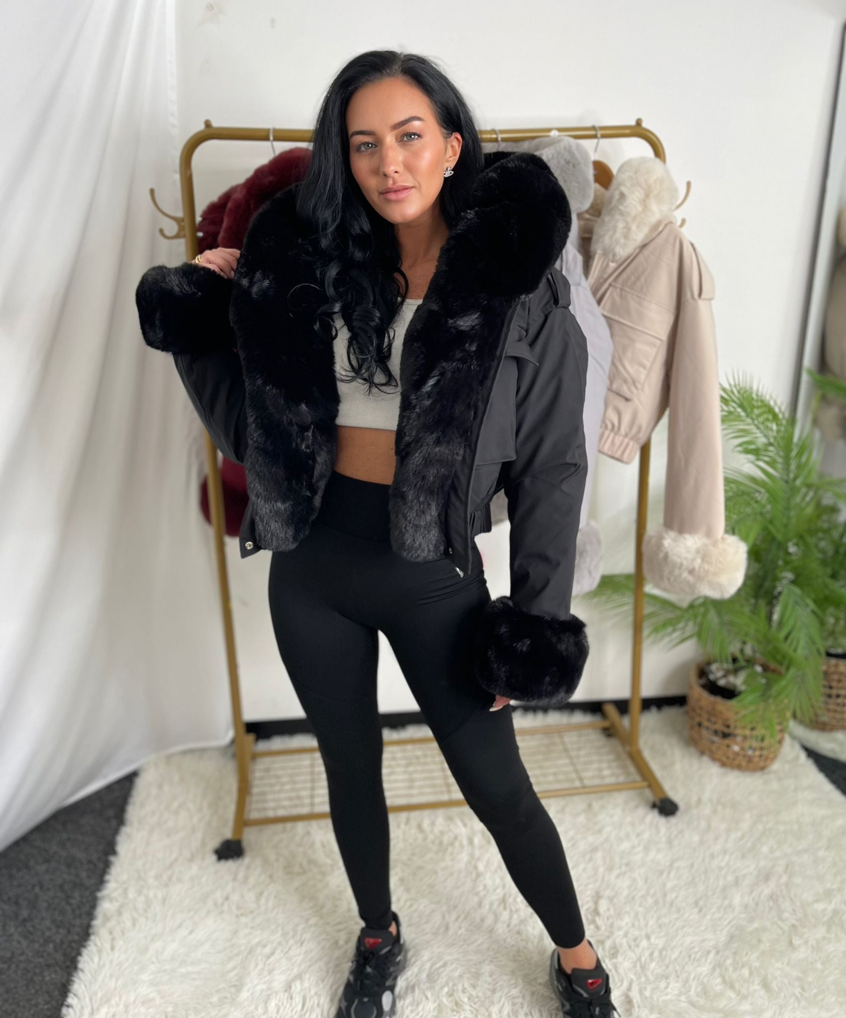 Black Molly Faux Fur Jackets