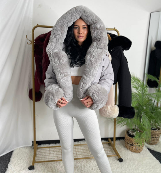 Grey Molly Faux Fur Jackets
