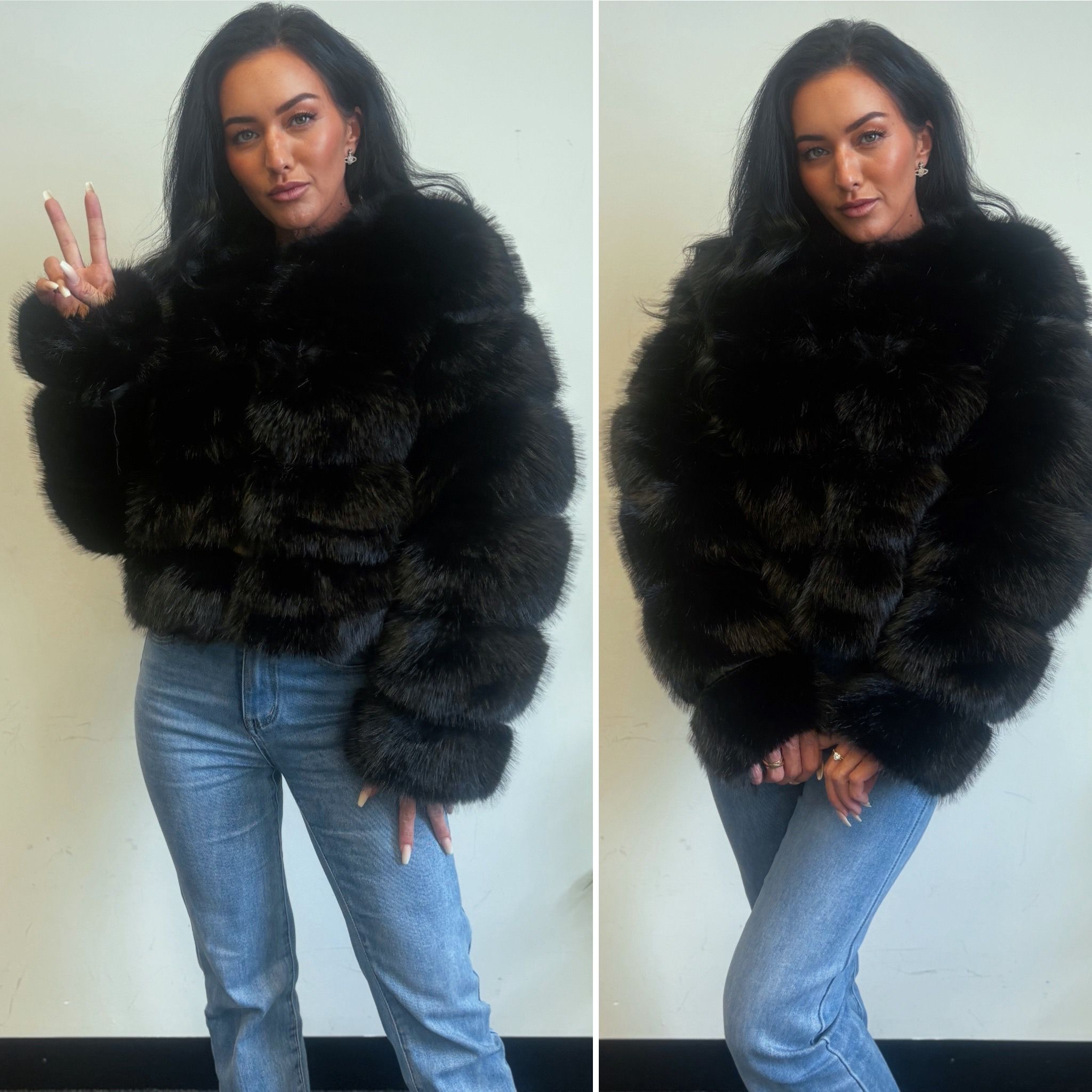 Black Faux Fur Jackets TG126
