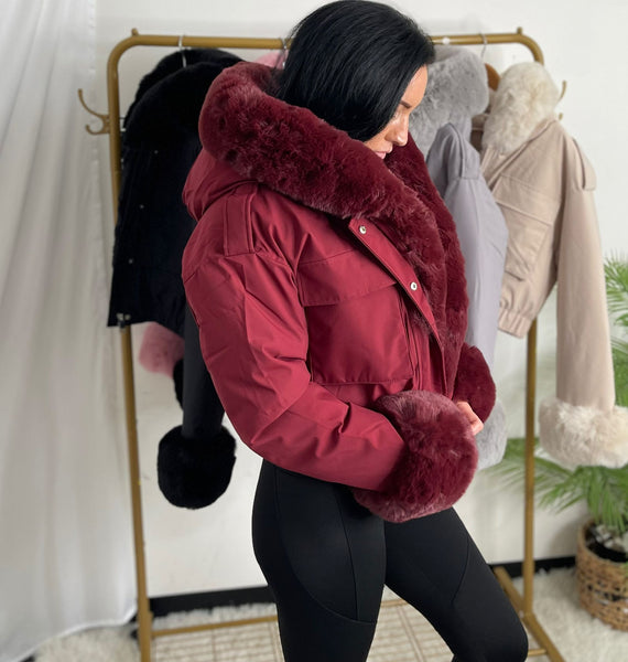 Burgundy Molly Faux Fur Jackets