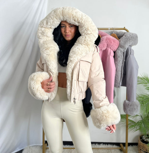 Beige Molly Faux Fur Jackets