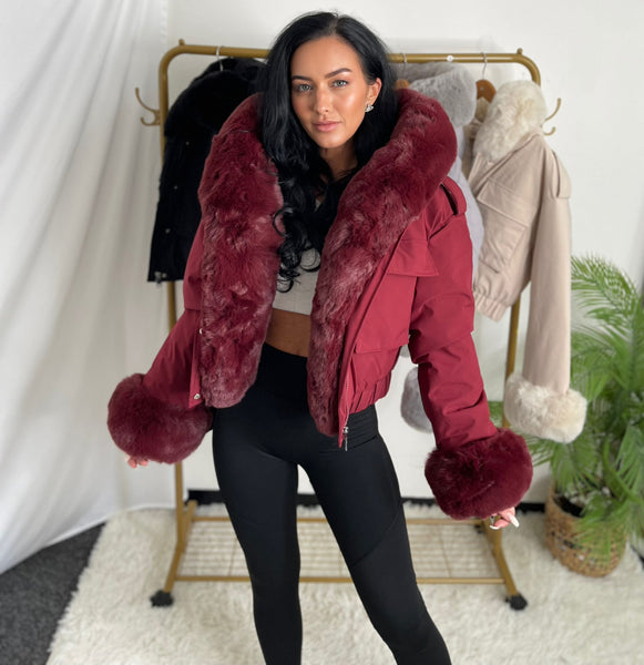Burgundy Molly Faux Fur Jackets