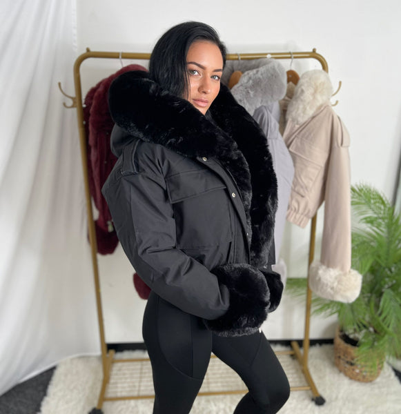 Black Molly Faux Fur Jackets