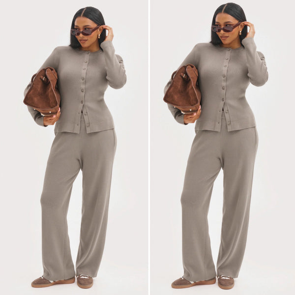 Molly Ribbed Button Front Lounge Set